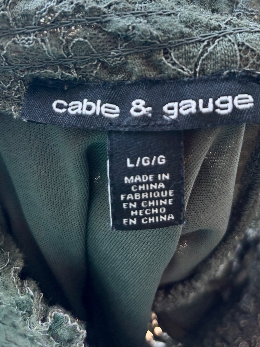 Cable & Gauge Moss Green Lace Mock Neck Camisole Tank Top - Picture 5 of 6